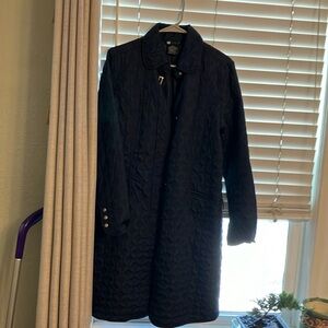 Carole Little medium navy quilted knee length coat